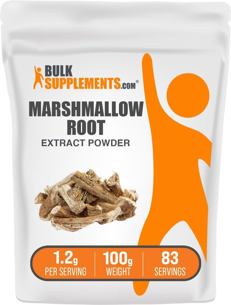BulkSuplements.com Marshmallow Root Extract Powder - Marshmallow Root Suplemen, Herbal Suplemen - Gluten Bebas, 1.2g per Serving, 100g (3.5 oz) (Paket 1)