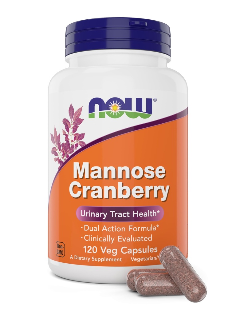 Sekarang Makanan Mannose Cranberry, 120 Veg Capsules - dengan PAC - 450mg dMannose, 250mg Whole Cranberry - Bladder Cleanse and Urinary Tract Health * - Vegan Friendly Supplemen, Non-GMO