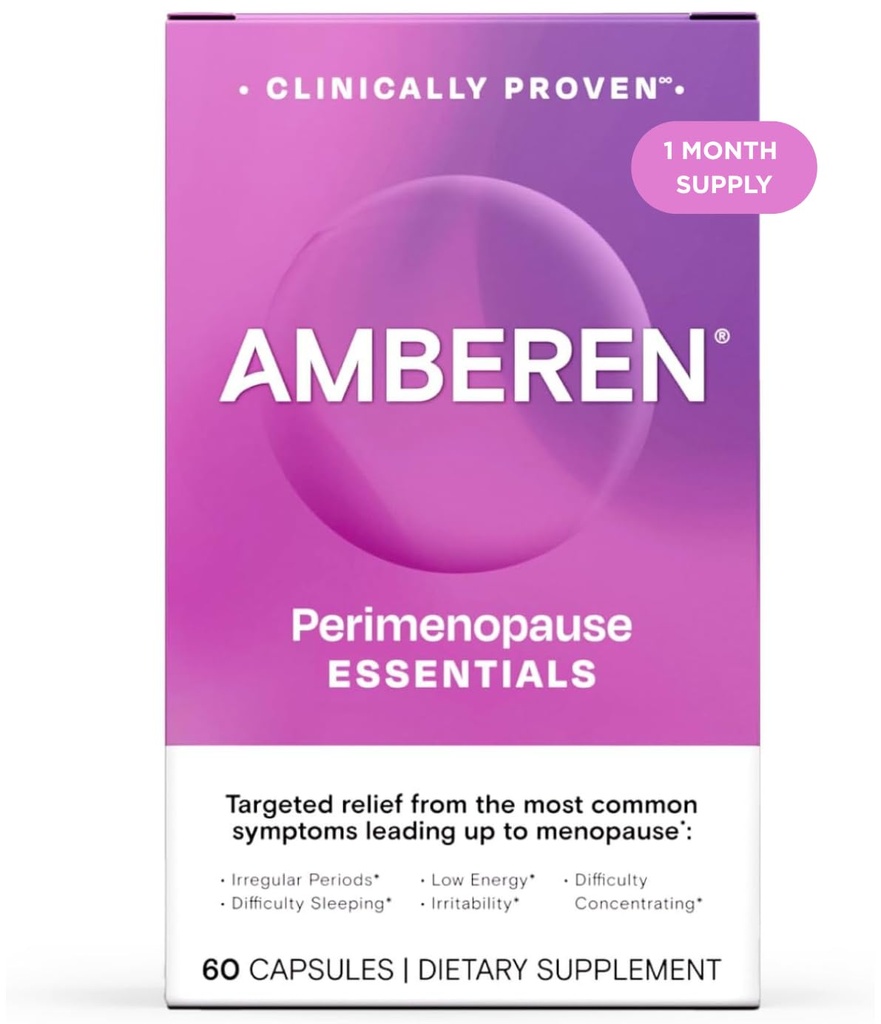 Amberen Perimenopause, Peri- Menopause Multi- Symptom Relief, Vitamin B, Vitamin E & Antioksidants Suplemen, Secara klinis Shown untuk Mendukung Keseimbangan Hormone, Hot Flashes & Night Sweats, 60 Count