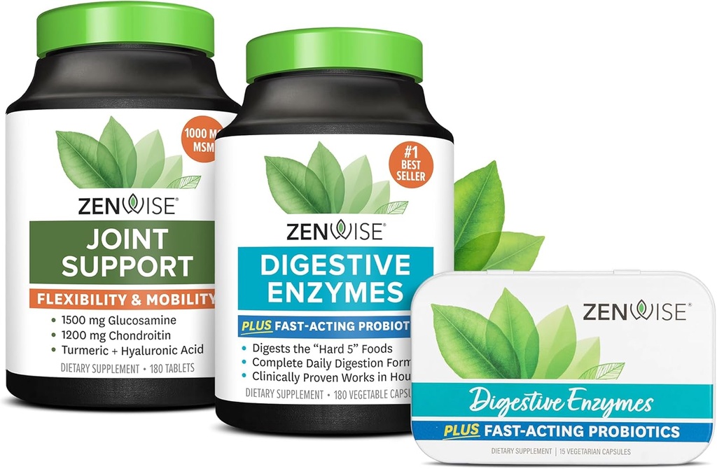 Zenwise Health Digetical Enzymes, Gabungan Dukungan, dan Ukuran Perjalanan Tin