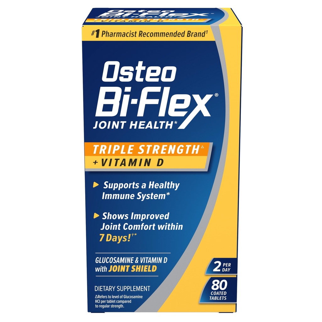 Osteo Bi- Flex Triple Kekuatan (5) dengan Vitamin D Glucosamin Chondroitin Joint Health Sualth Supplemen, Tablets Coated, 80 Count