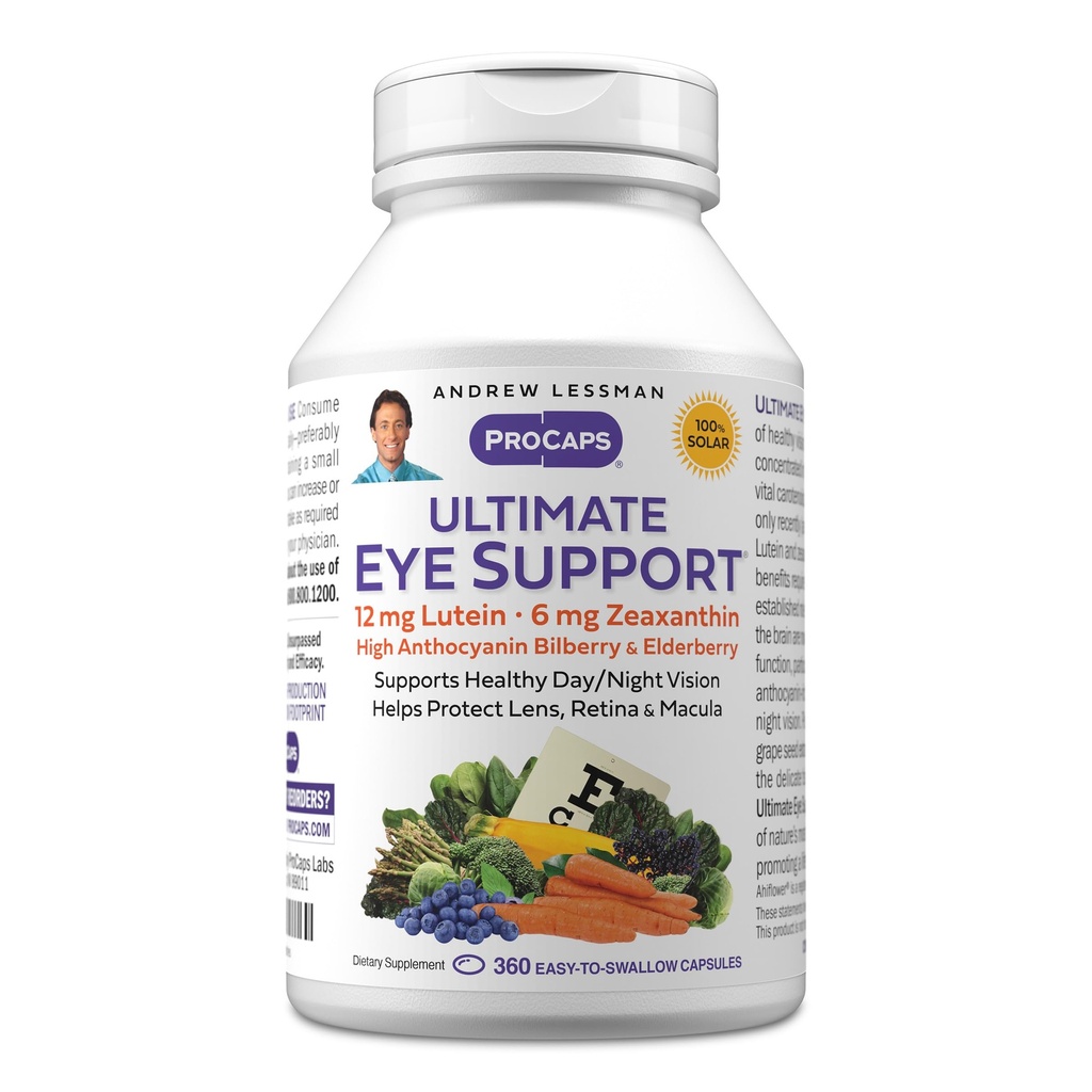 ANDREW LESSMAN Ultimate Eye Dukungan 360 Softgels - 12mg Lutein, 6mg Dalxanthin, Bilberry, Nutrients Key untuk Mendukung Kesehatan Mata dan Vision Sehat Kemungkinan. Tidak ada Addonist. Mudah untuk Swallow Softgels