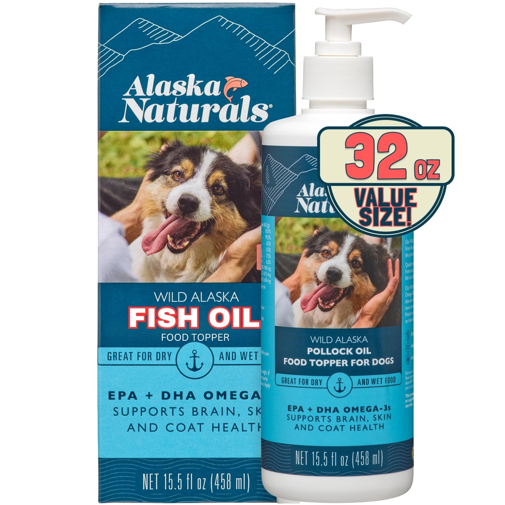 Alaska Suplemen Minyak Ikan Alaska yang Liar untuk Anjing Skin dan Coat dengan EPA DHA Omega 3 Fatty Acids Sustainable Cair Topper 32 oz. Pompa