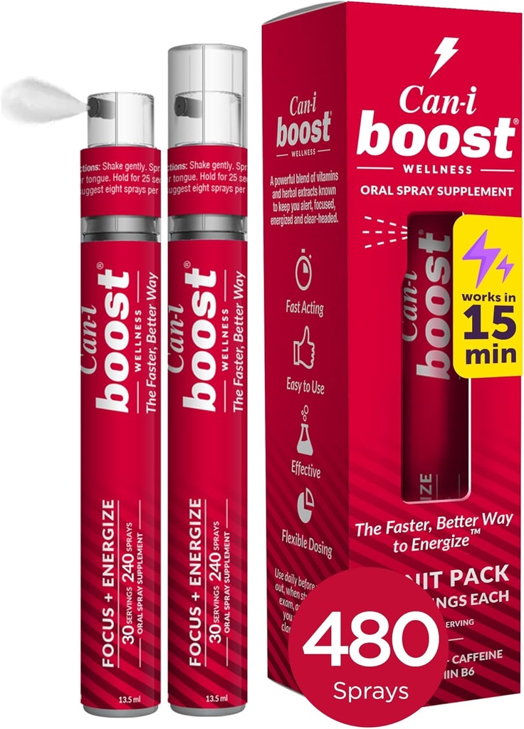 Can-i Spray Energy Boost for Women in Menopause and Perimenopause Quickly Supporting Forget and Brain Fog, 60 Servings