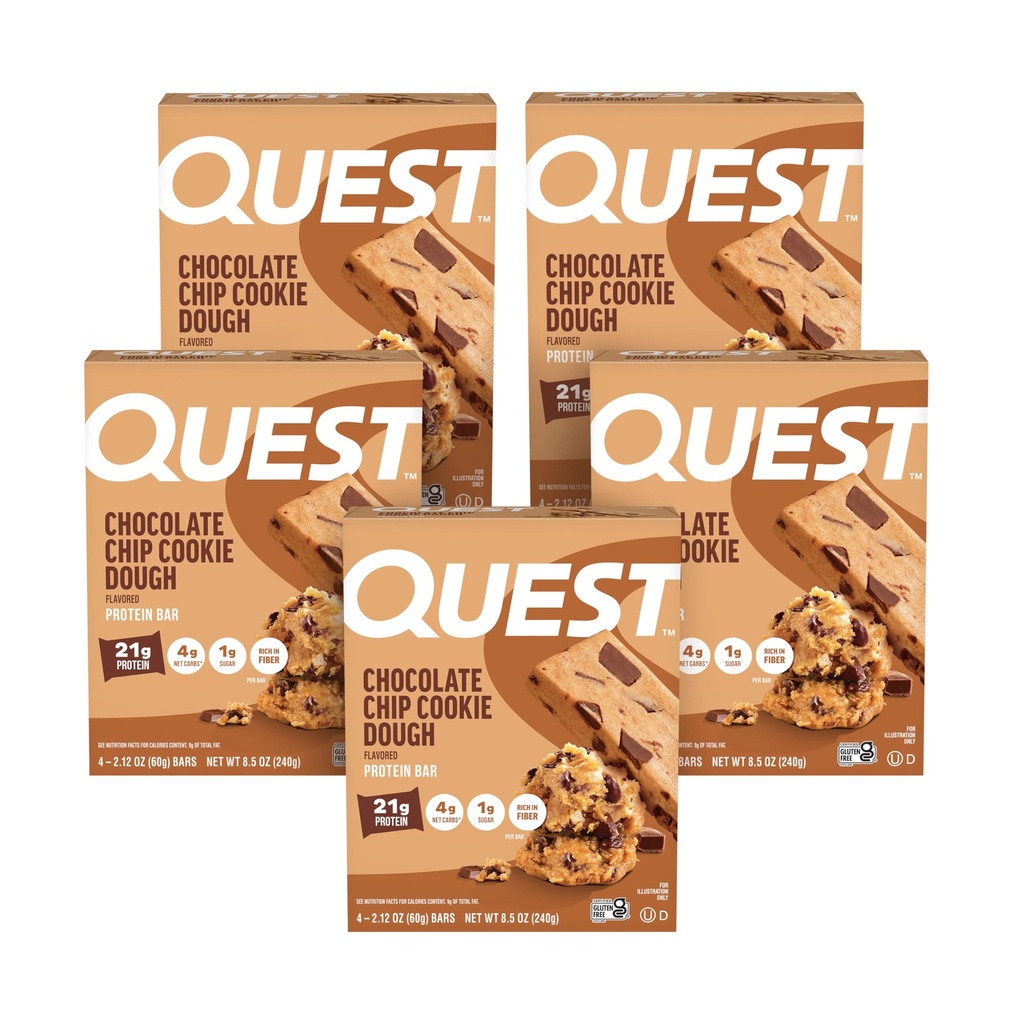Chocolate Chip Cookie Dough Nuest - High Protein, Low Carb, Gluten Free, Keto Friendly, 2.12 Oz, 20 Count (4 Packs of 5)