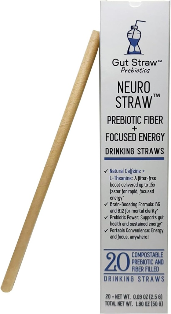 Straw Neuro oleh Gut Straw - Caffeine Natural, L- theanine, B Vitamin & Prebiotic Fiber di Eco- ramah Straw