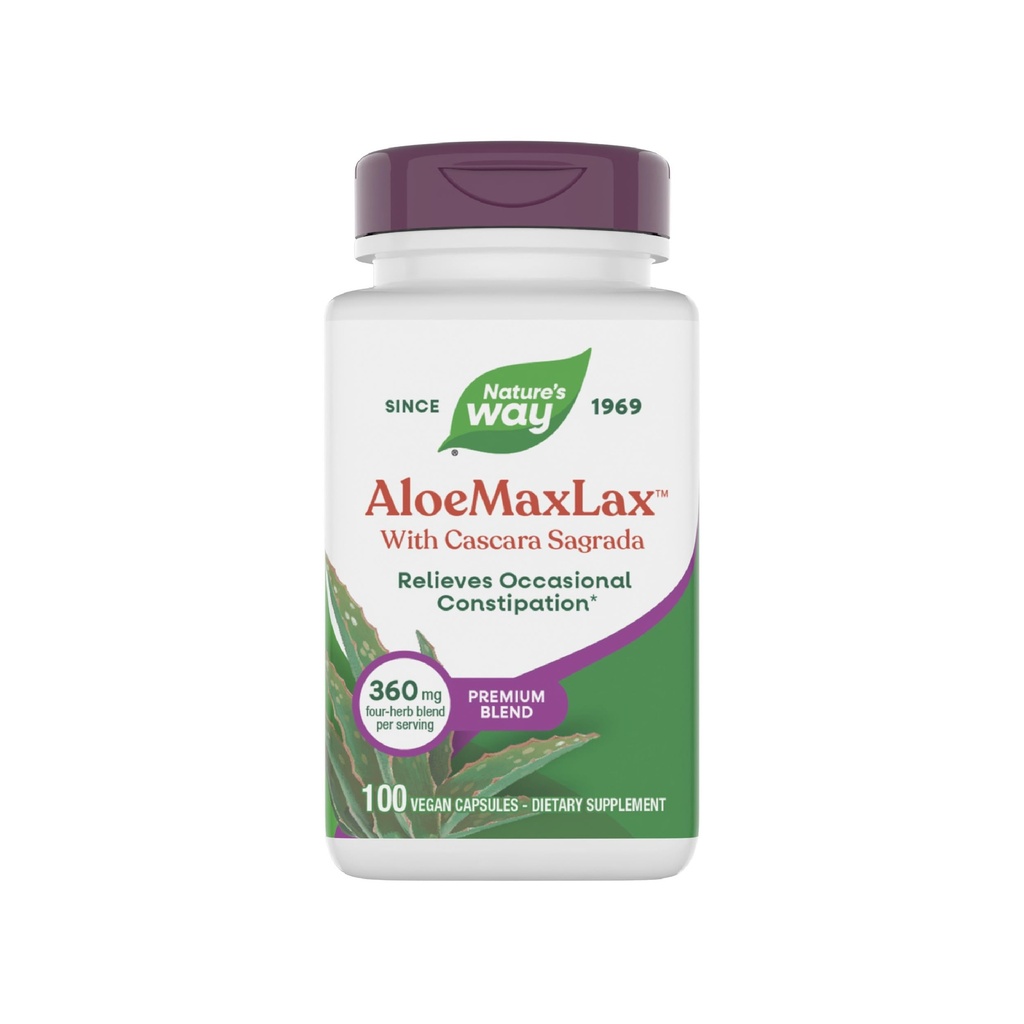 Nature 's Way AloeMaxLax with Cascara Sagrada, Occational Constipation Relief *, 100 Vegan Capsules