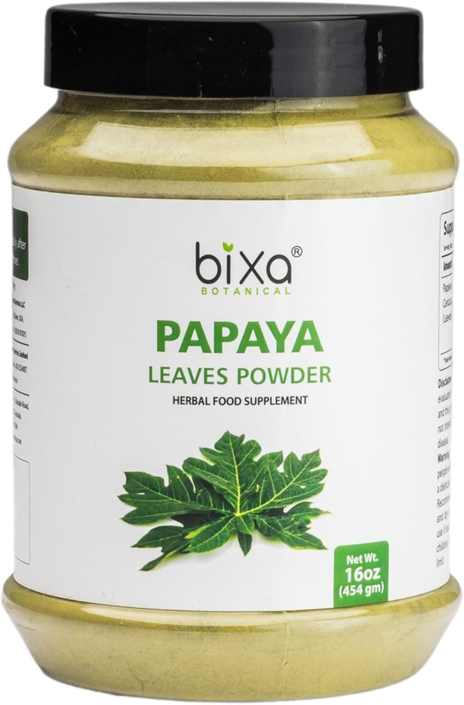 Bixa BOTANICAL Papaya Leaf Powder 124; Carica Papaya 124; 1 Pound / 16 OZ 124; Ayurvedic Herbal Suplemen 124; Gluten Bebas, Non-GMO, Steam Diperlakukan, Vegan, 100% Murni.