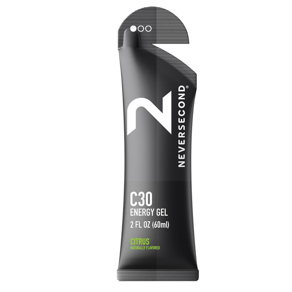 Tak pernah kedua C30 Energy Gel, Performance Nutition & Hidration, Never2 Energy Gel for Ultra Triathlon, Cycling & Marathons (Citrus Flavor, 12- Count Pack)