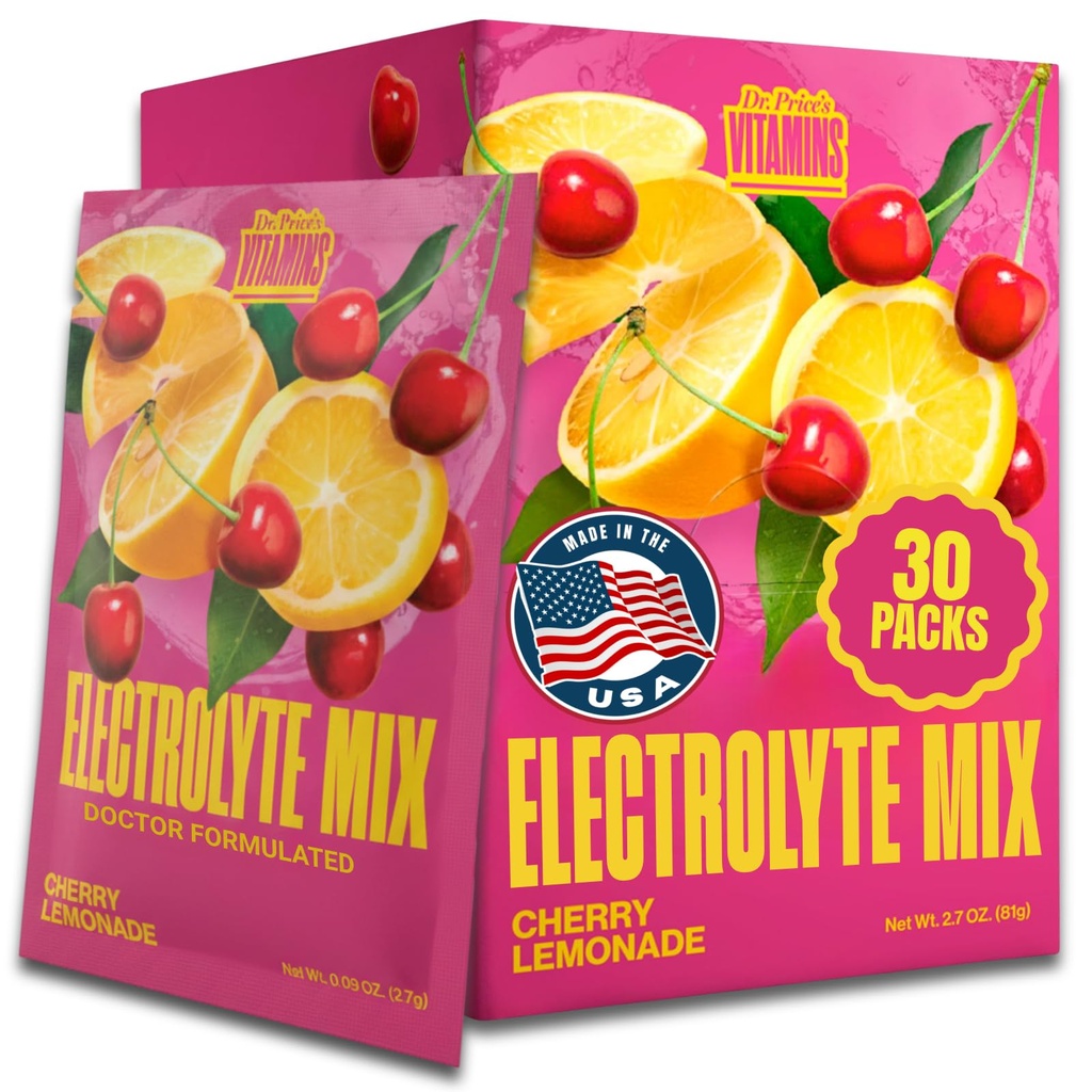 Mesiu Hidration dengan 72 + Trace Minetrace 124; No Sugar, Fate, Dissolve Electrolytes Powrents Packet 124; Cherry Lemonade (30 Paket)