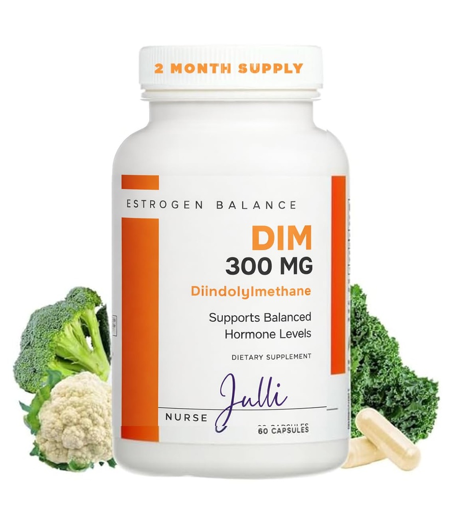 DIM Estrogen Suplement for Women - Hormone Balance & Harmony Dukungan untuk Menopause, PCOS & Hormonal Acne dengan Antioksidant Properti - 300 Mg, 60 Cacah (Paket 1)