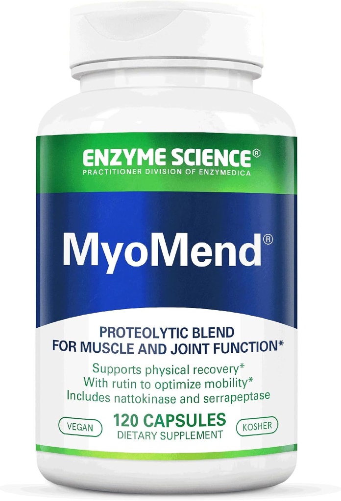 Enzyme Science Myomend - Joint Support - Formulated with Bromelain, Rutin, Nattokinase and Serrapeptase - Enzyme Health Supplemen - Vegan dan Kosher - 120 Capsules