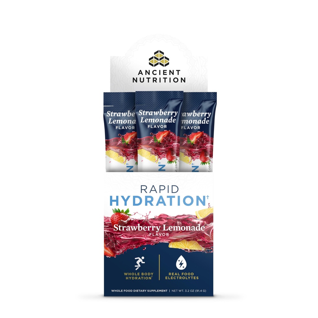 Bubuk Hidration Nutrition Kuno, Limun Strawberry, Electrolite dari Natural Sea Salts dan Algae Marinir Merah, Pasokan Hidration Tubuh Rapid dan Kesehatan Cellular, 15 Hamba