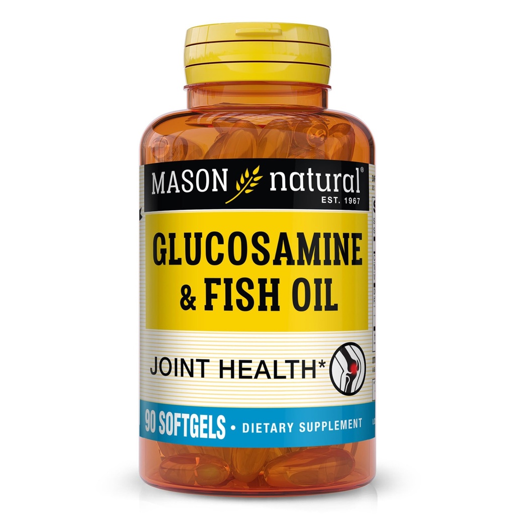 MASON NATURAL Glucosamine & Fish Oil Suplement with DHA & Omega 3 for Joint & Muscle Duply, 1 Month Suftgel Pills