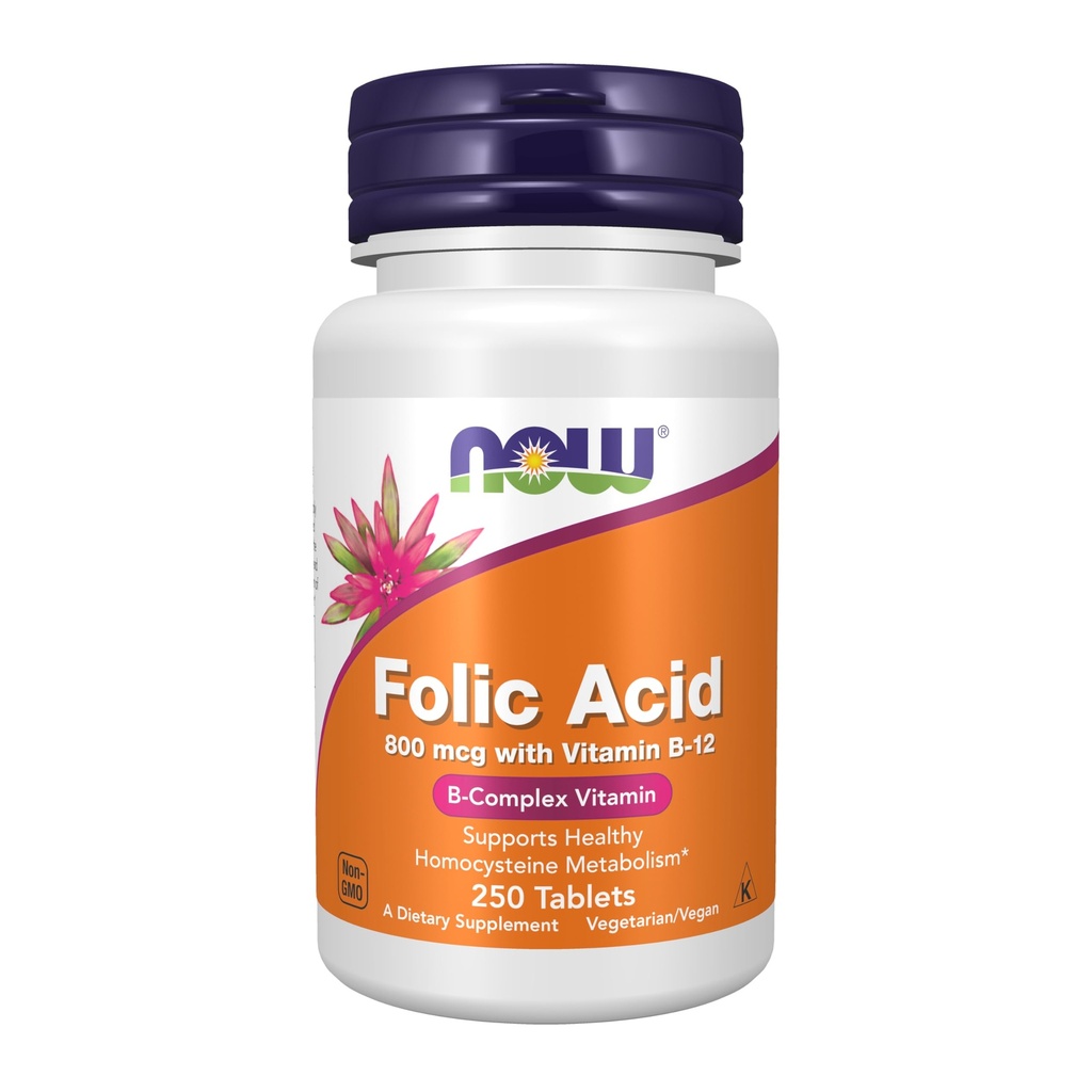 NOW Folic Acid 800 mcg with Vitamin B-12,250 tablet