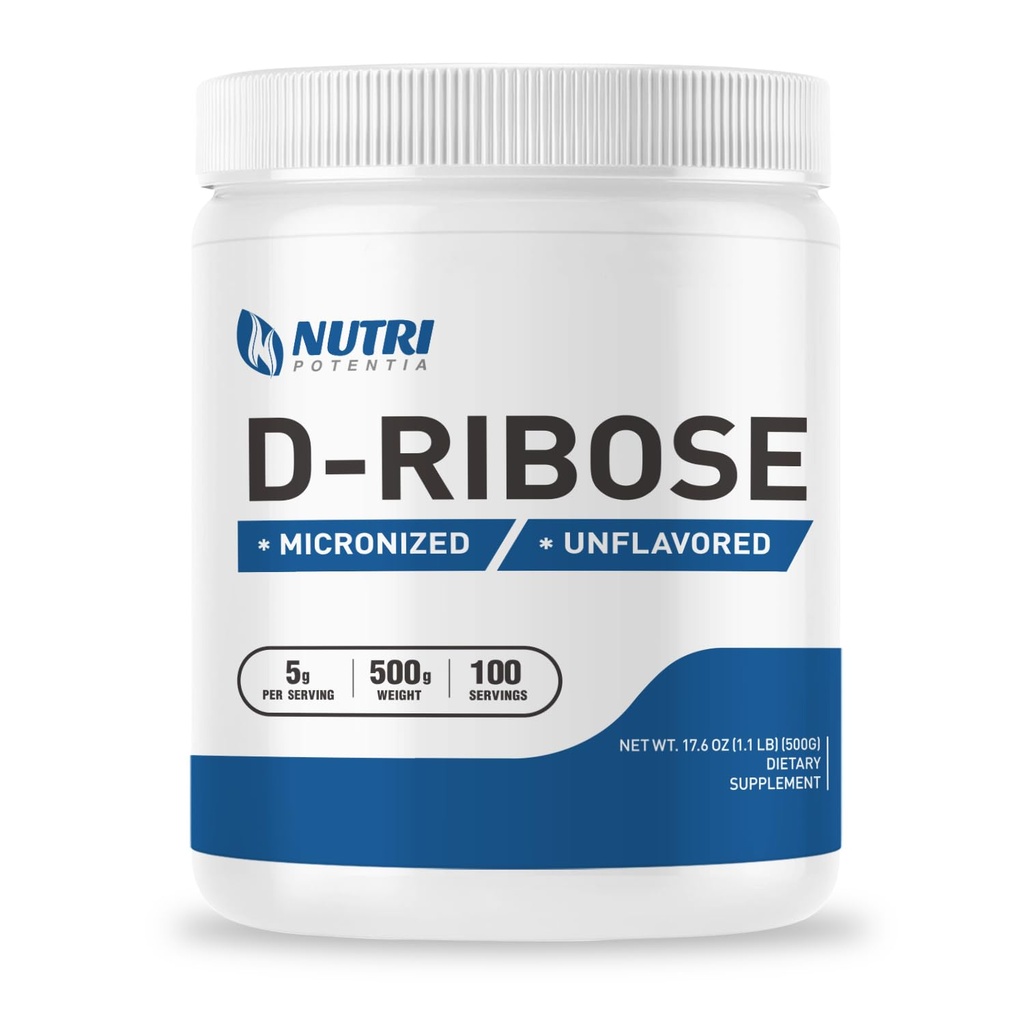 Suplemen Powder D-Ribose Murni - Suplemen Powder Ribose, Support Energi - Tanpa Rasa - Bebas Gluten (500 Grams - 1.1 Lbs)