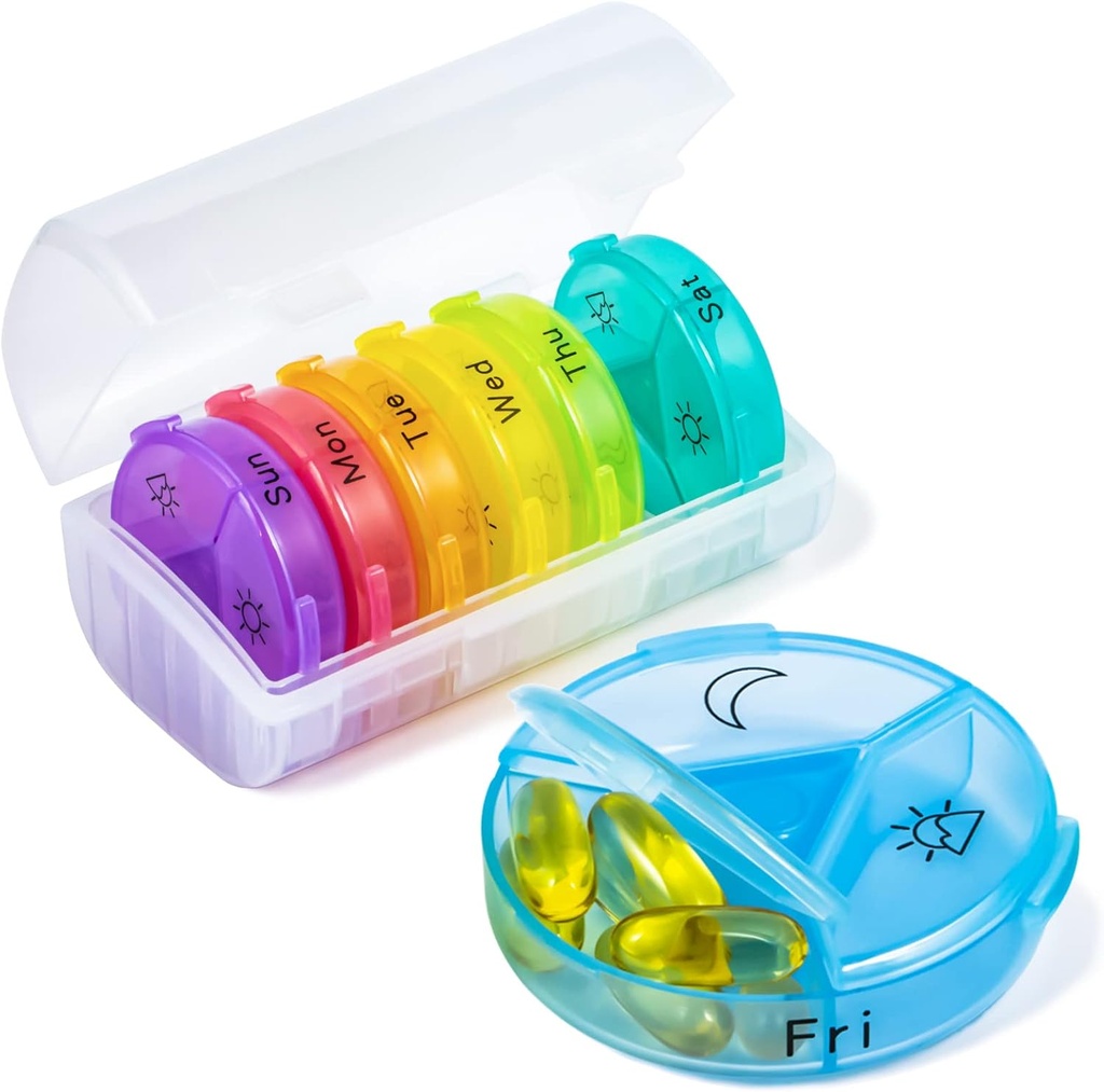 Weekly Pill Organizer, Chrxbei 3 kali sehari Penyelenggara Kasus Pill 7 Hari, Kotak Wisata Thickened dengan 21 Kompartemen Besar, BPA Free Medicine Organizer untuk menahan Vitamin, Suplemen Ikan, Oil