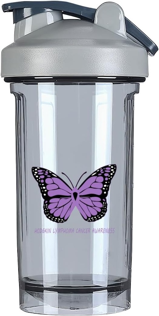 Hodgkin Lymphoma Cancer Awareness 18 Ounce Shake Bottle Drink Mixer Leak- bukti Pre Workout Protein Shakes Meal Replacement Shakes Bottle / 18 Oz Gray & -1 & -1