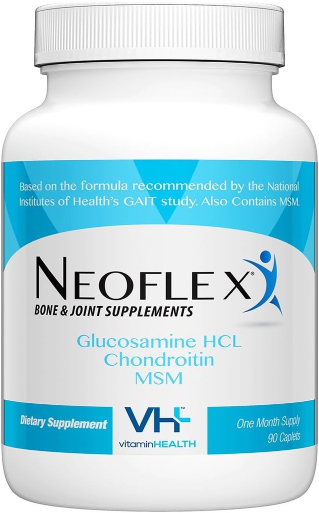 Neoflex Bone & Joint Health Supplement, MSM, Glucosamine, & Chondroitin Triple Strength Formula, 90 Caplets