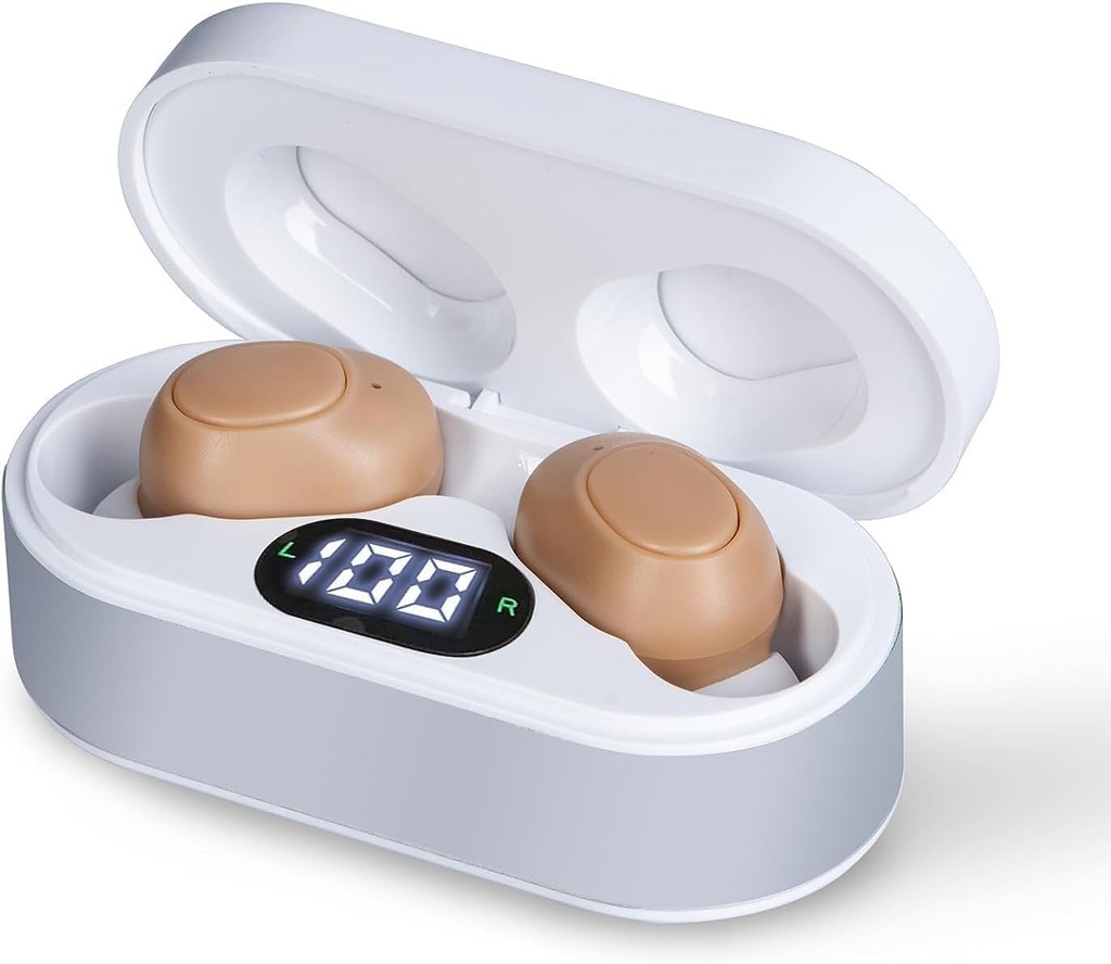 Mendengar Aids untuk Senior, Dapat diisi ulang Penarikan Amplifier dengan Noise Cancelling, Crystal Clear Sound, OTC Invisible Hearing Aids w / Charging Case for Dewata