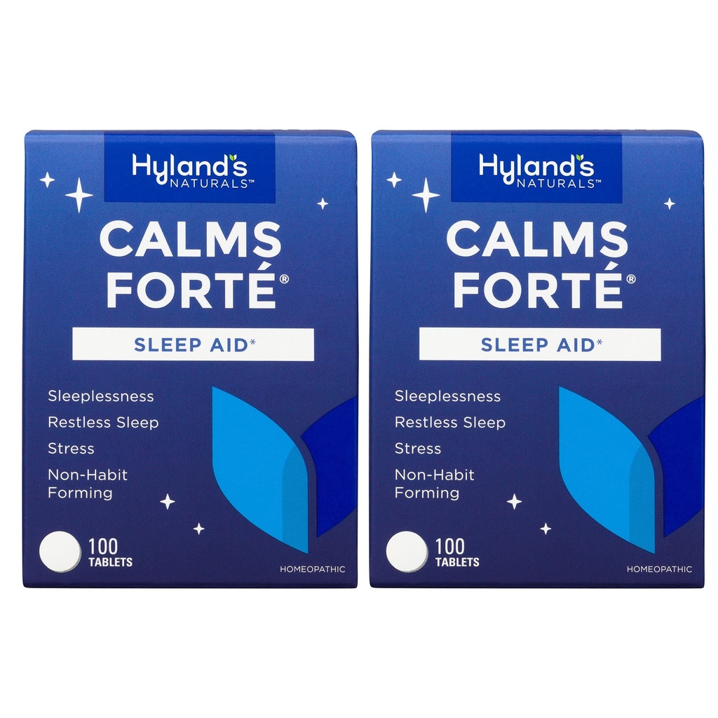 Tablet Bantuan Tidur Hyland Calms Forte 'Sleep Aid, Relief Alam Ketegangan Gugup dan Kebetulan Terjadi, 100 Cacah (Paket 2)