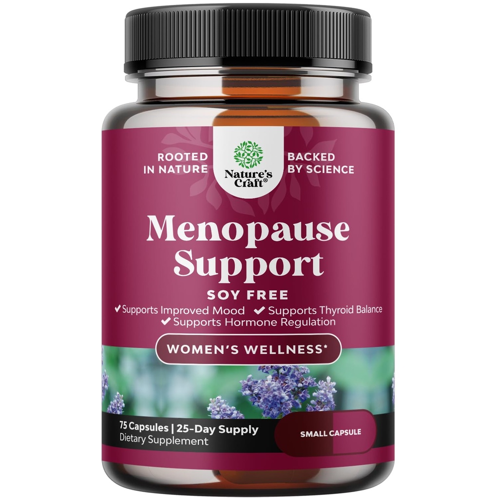Suplemen Herbal Menopause Lengkap untuk Perempuan - Soy Free Women Hormone Balance untuk Sweats Hot Flashes & Mood Swings with Dong Quai, Chaste Berry & Black Cohosh Root - 75 Count Pack