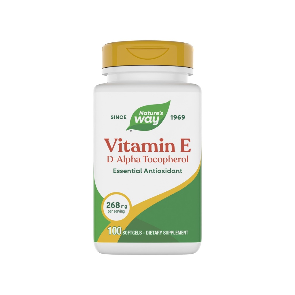 Nature 's Way Vitamin E D-Alpha Tocopheriol - 268 mg per laying - Antioksidant - EscalyNutrient for Heart Muscle Cells * - Gluten Free - 100 Softgels