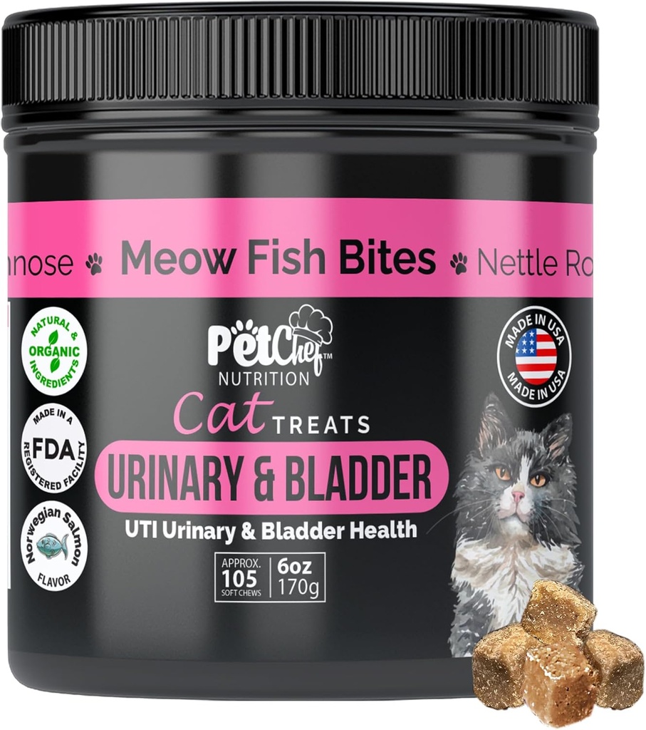 Pet Chef Urinary Cat Treats Lower-Calorie UTI Support dengan Cranberry & Propillic Holistic Ginjal Kesehatan - Suplemen Alam untuk Kucing - Improve Ditrable & Spool Quality Organic Ingredials