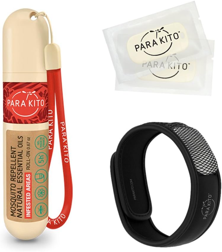 ParA 'KITO Mosquito Repellent Bundle, 1 Mosquito Repellent Brackets, 1 Rolls-on Gel, Bug Repellent Braket, Wearable Mosquito Repellent Devices, Black