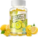 Cretine Monohydrate Gummies Complex for Men & Women -Advanced Formula W / L-Taurine + Vitamin B12, Sugar Free Chewable Supplemen, 90 Lemon Gummies