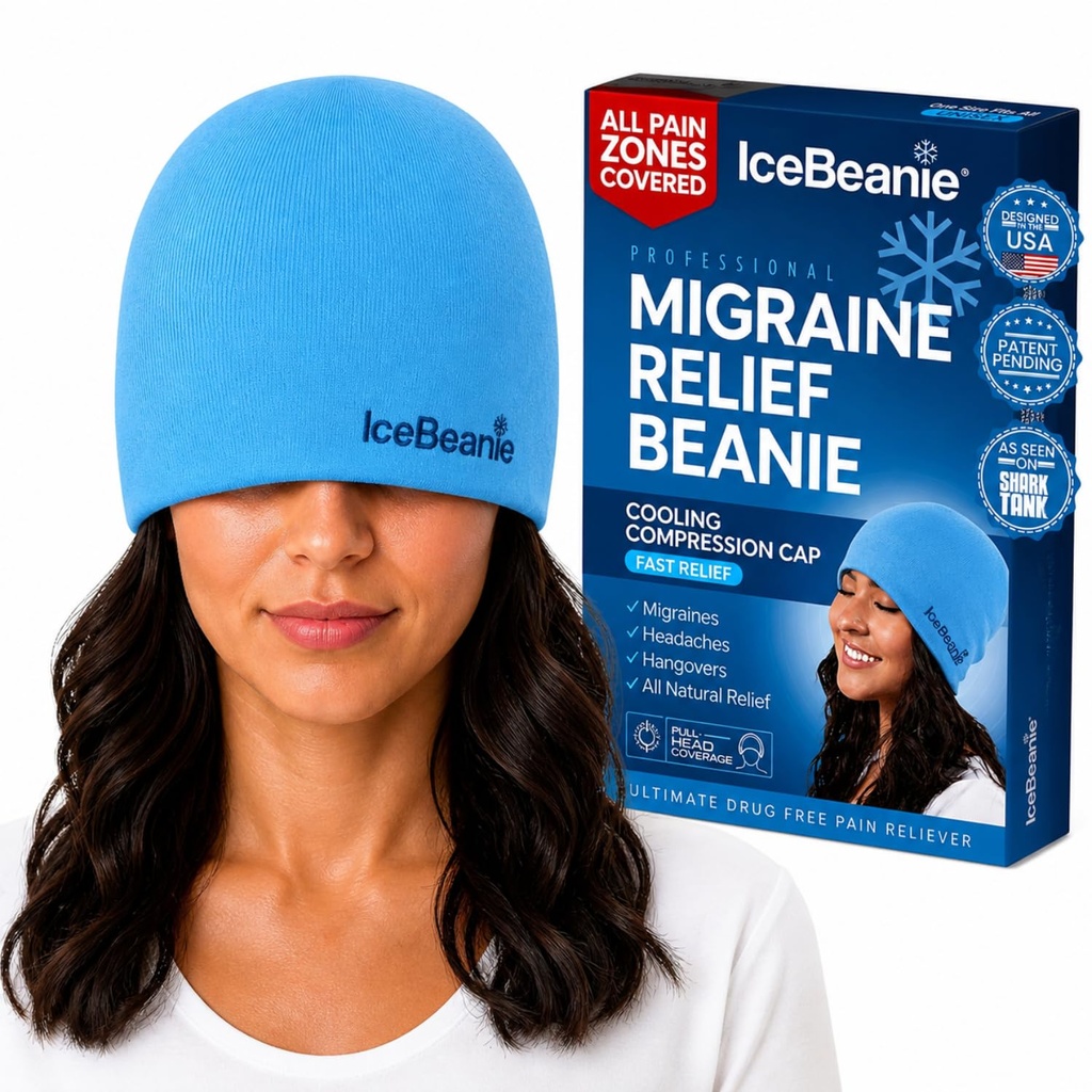 IceBeanie Migraine Relief Cap, Seperti Yang Terlihat di Shark Tank, Lembek & Stretchy Gel Tension Lease Relief Cap, Tambahan Cooling Hangover Ice Hat, Odorless Head Cold Ice Pack Bungkus, Headrache Migraine Mask