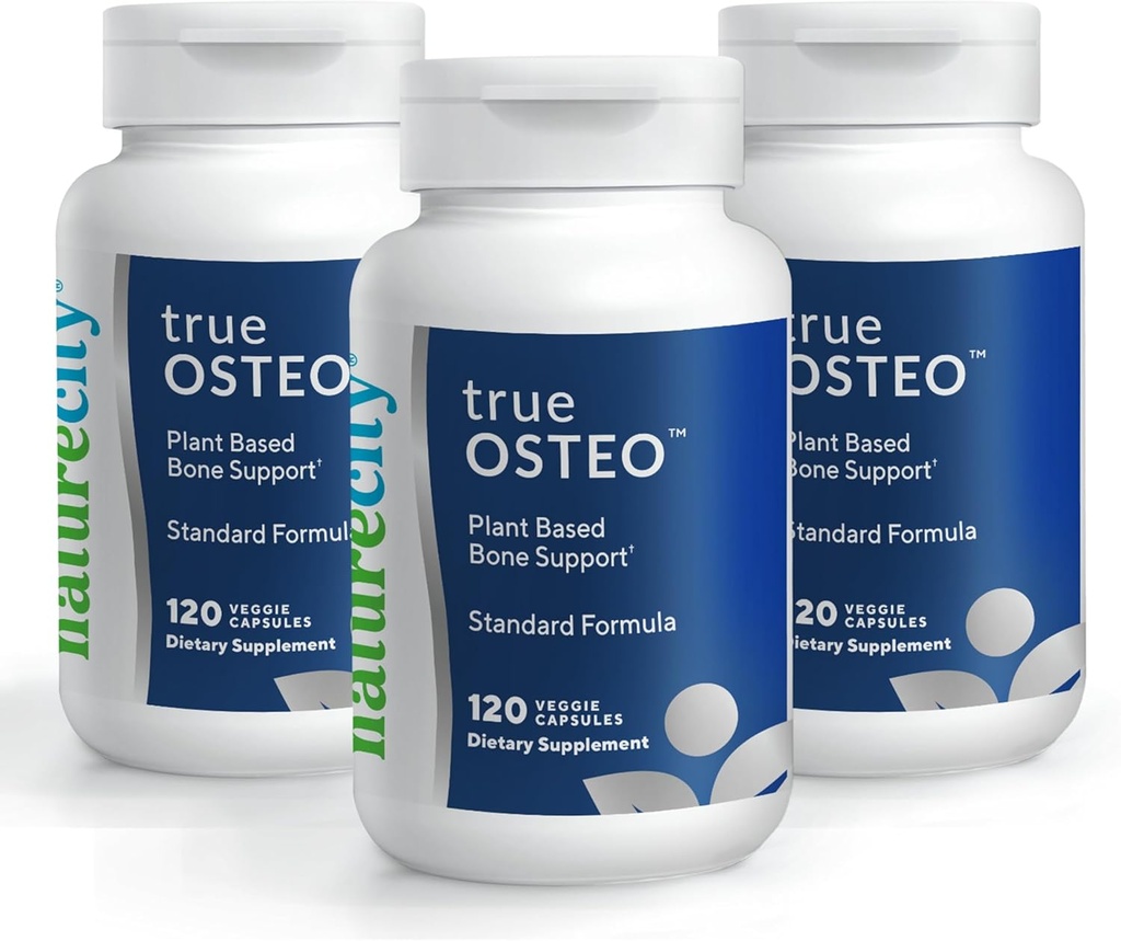 NatureCity True- Osteo Plant- Berdasarkan Suplemen Bone Strongs 124; AlgaeCal Calcium & Magnesium, Plant-Based Vitamin D3, Vitamin K2, Silicon 124; Lembut pada Stomach (360 Capsules)