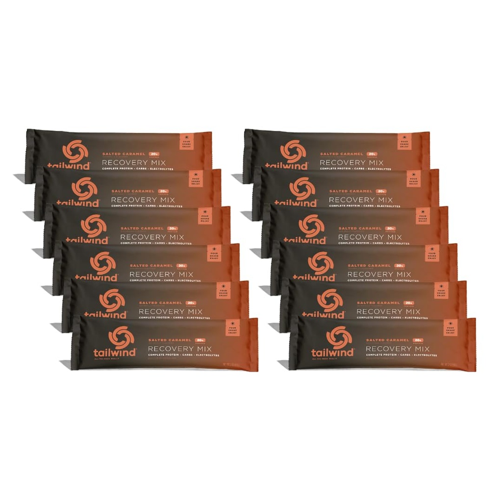 Tailwind Nutrition Recovery Mix, 20 Grams Complete Protein, Carbohydrates, dan Electrolytes Powder Dots Drink for Post-Workout, Free of Gluten, Soy, and Dairy, Vegan, 12 Servings, Salted Caramel