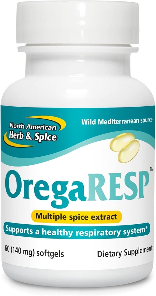 NORTH AMERICAN HERB & SPICE OregaResp P73- 60 Softgels - Mendukung Kesehatan Kebal & Repiratory - Multiple Spice Oil Complex dengan Oreganol Oil - NON-GMO - 30 Hamba