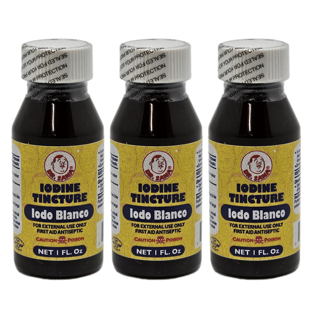 Decorected Iodin Tacture. Antiseptik Aid pertama untuk Minor Scrapes, Cuts, Bruises dan Burns. 1 fl.oz. Kemas 3
