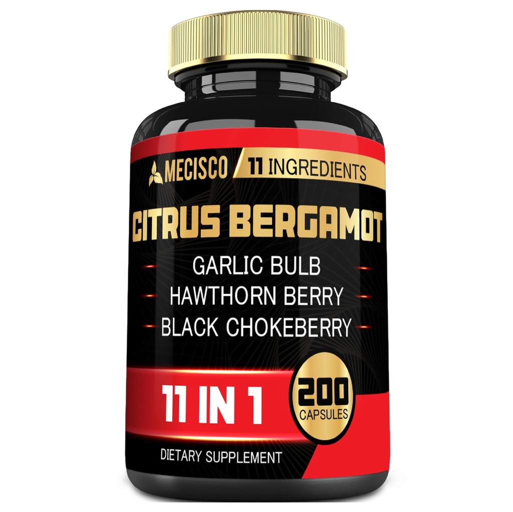 11in1 Citrus Bergamot Supplemen 10000mg dengan Olive Leaf, Hawthorn Berry, Guggul, Garlic, dan More - Dukungan kekebalan, Sistem Pelaksanaan Kesehatan & Overall
