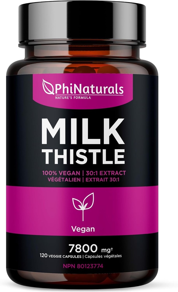 Philicals Milk Thistle Extract Capsules Liver Detox 260mg Silymarin 30: 1 Ekstrak Equivalen 7800mg Milk Thistle Membibit Liver Detox Silimarina