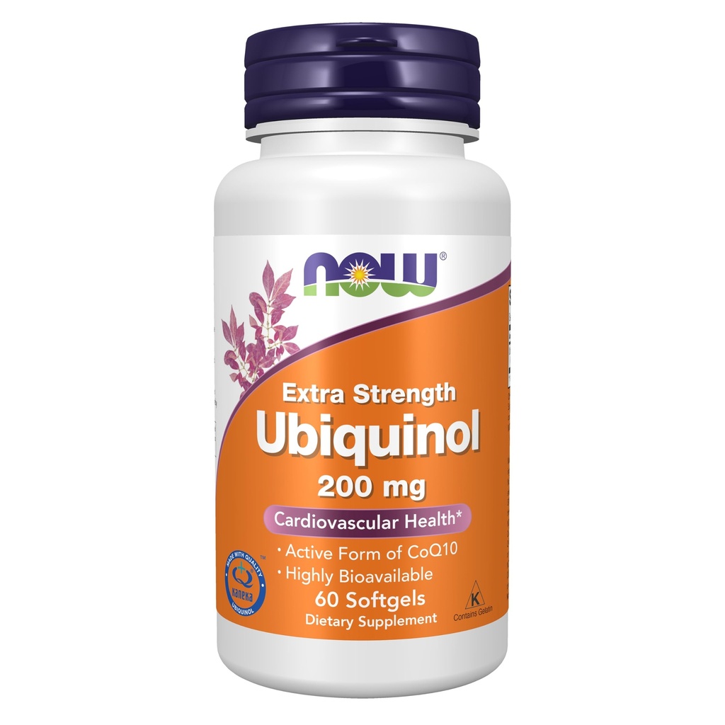 Suplemen SEKARANG, Ubiquinol 200 mg, Biotersedia Tinggi (Bentuk Aktif CoQ10), 60 Softgels