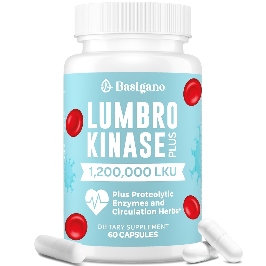 Suplemen Lumbrokinase, 1,2 Juta LKU - 120mg Capsules, VeniNattokinase Alternatif dengan Protolytic Enzymes dan Herbal Blend
