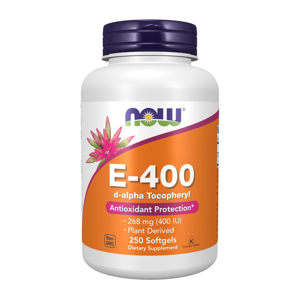 Now Foods Suplemen, Vitamin E-400 IU, D-Alpha Tocopheryl, Antioksidant Protection *, 250 Softgels