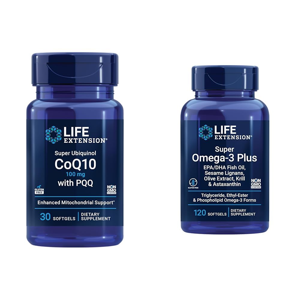 Ekstensi Hidup Super Ubiquinol CoQ10 dengan PQQ, CoQ10, PQQ & Super Omega -3 plus EPA / DHA Fish Oil, Sesame Lignans