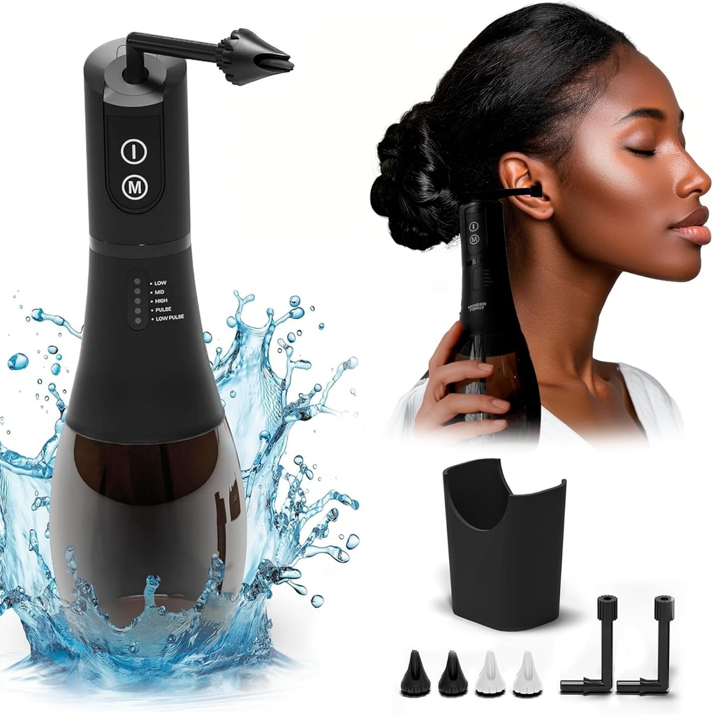 Ear Wax Removal Kit FSA HSA Elivibible and Ear Cleaning Kit - 5 Pressure Modes, Timer - Safe & Easy to Use - Ear Irrigation Kit with 4 Nozzles, Wasing Basin, Cable, Storage Bag - IPX7 Earwax Removal