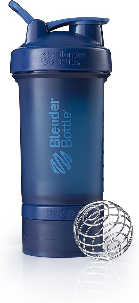 BlenderBottle Shaker Bottle dengan Pill Organizer dan Penyimpanan untuk Sistem Powder Protein, 22-Ounce, Angkatan Laut