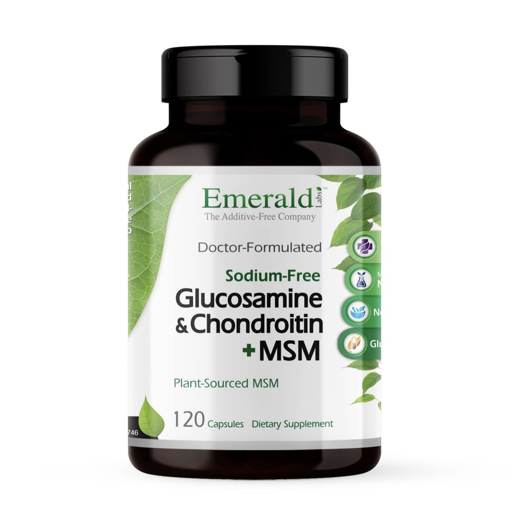 Emerald Labs Glucosamine & Chondroitin dengan MSM - Bone Health Supplement - Gluten- Free - 120 Capsules (30- Day Supply)