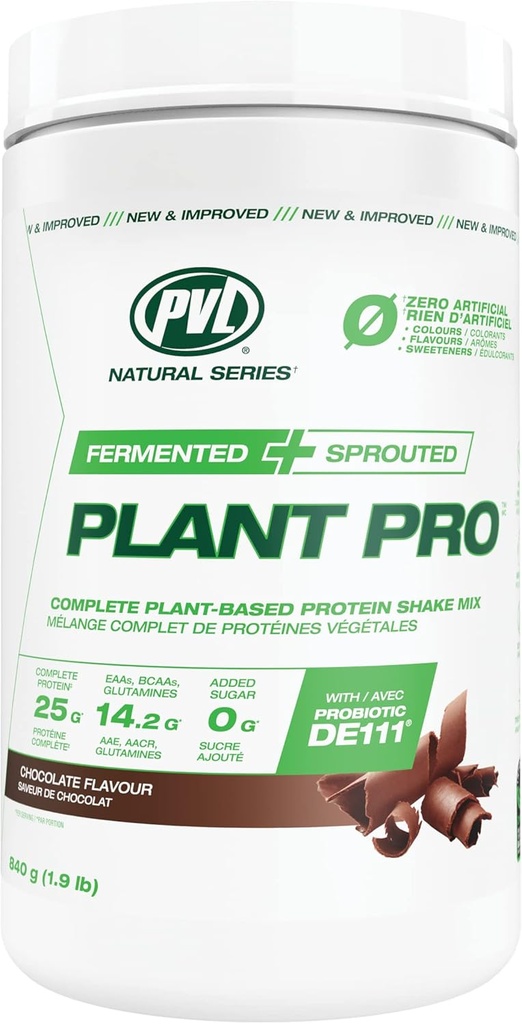 PVL Plant Pro, High Protein Plant-Based Protein Shake Mix dengan Ditambahkan Enzymes, Natural Chocolate, 840 Gram