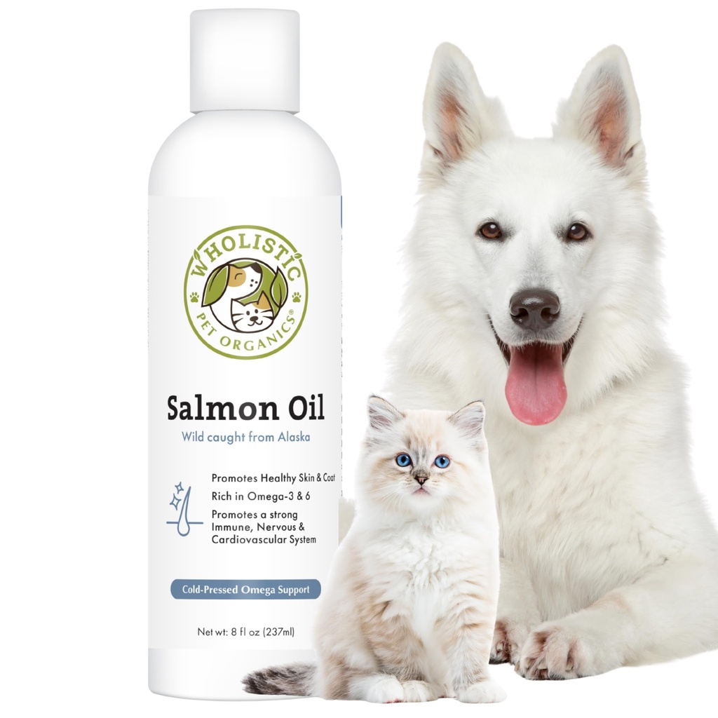 Whoristic Pet Organics Salmon Oil: Minyak Salmon Laut Liar Alaska untuk Anjing dan Kucing - Natural Omega 3 Persediaan Minyak Ikan Anjing dengan EPA dan DHA untuk Skin, Coat, Heart and Gugup System Health