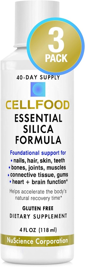 Seluruhnya Silica Antigel Formula - 4 fl oz, 3 Pack - Mendukung Tulang Sehat, Joints, Skin, Nails, Teeth & Gums - Mudah Absorb - Gluten & Thiaminase Free, Non-GMO - 120-Day Suppply