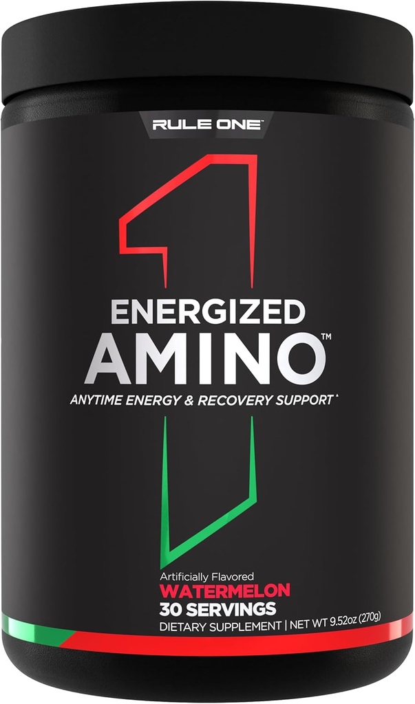 Aturan 1 Energized Amino - Kapanpun Energi dan Pemulihan Dukungan BCAAs, Glutamine, Citrulline, Beta Alanine, dan Caffeine dari Green Coffee & Tea Leaf Extracts (30 Pelayan, Semangka)