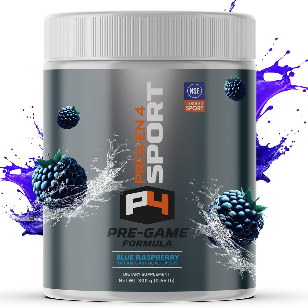 Powder Pre Workout Proven4 untuk Pria dan Wanita dengan Kreatine - Beta Alanine - Caffeine NSF bersertifikat pretraining Tambahan Energi Blue Raspberry 30