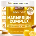 GoBiotix Magnesium Glycinate Powder - Cortisol Suplemen untuk Perempuan dan Pria - Penyimpangan Pelengkap Tenesium Tinggi Pelengkap dengan Citrate, Malate - Gula Bebas - 420 mg, 60 Manis- Madu Citrus